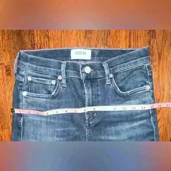 AGOLDE Sophie High Rise Skinny Crop with Raw Hem in Dark Blue Wash - Picture 8 of 12